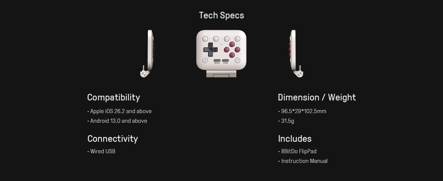 8Bitdo FlipPad - Compatible avec les iPhone et les téléphones Android