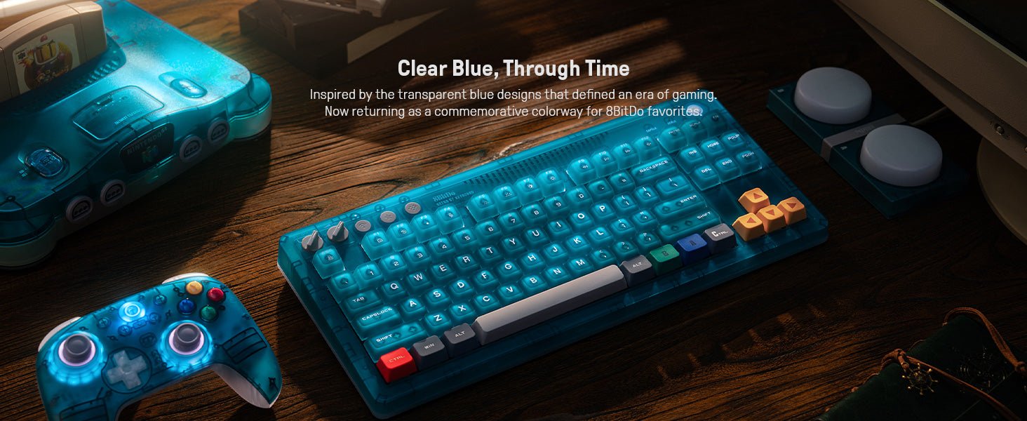8BitDo Retro Mechanical Keyboard Clear Blue Edition (Clavier Qwerty 87 touches - DISPOSITION ANSI / ANSI LAYOUT) - Manettes - 8Bitdo - Shop Just for Games