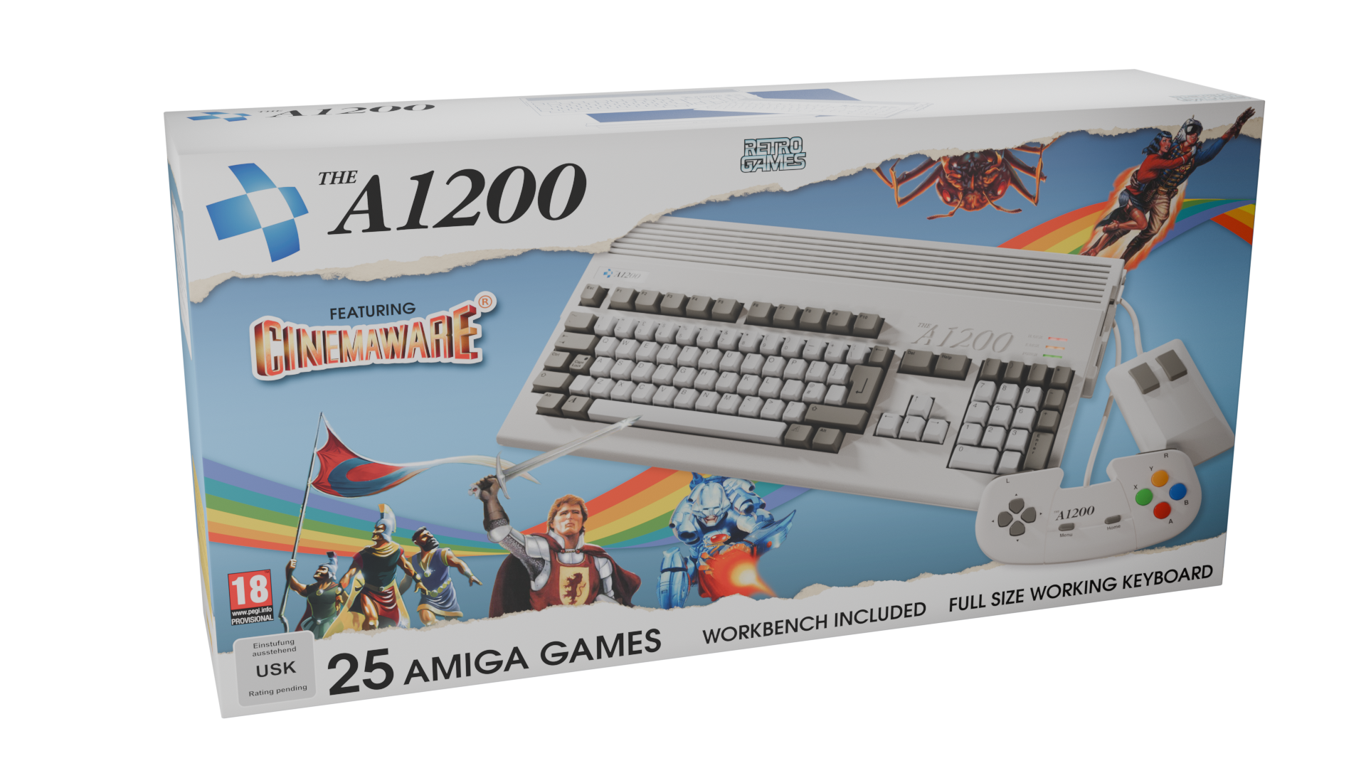 The A 1200 - Amiga 1200 +25 Jeux - Clavier Full Size, Souris et Manette inclus