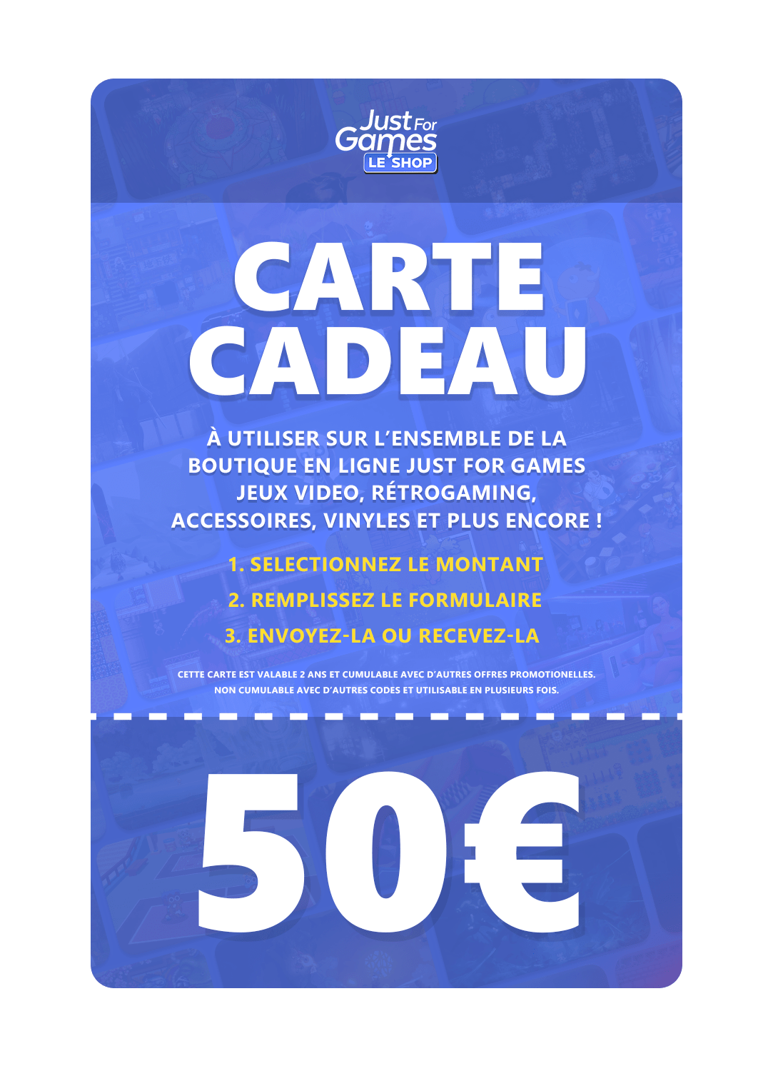 Carte Cadeau 50€ - Carte Cadeau - Shop Just for Games - Shop Just for Games
