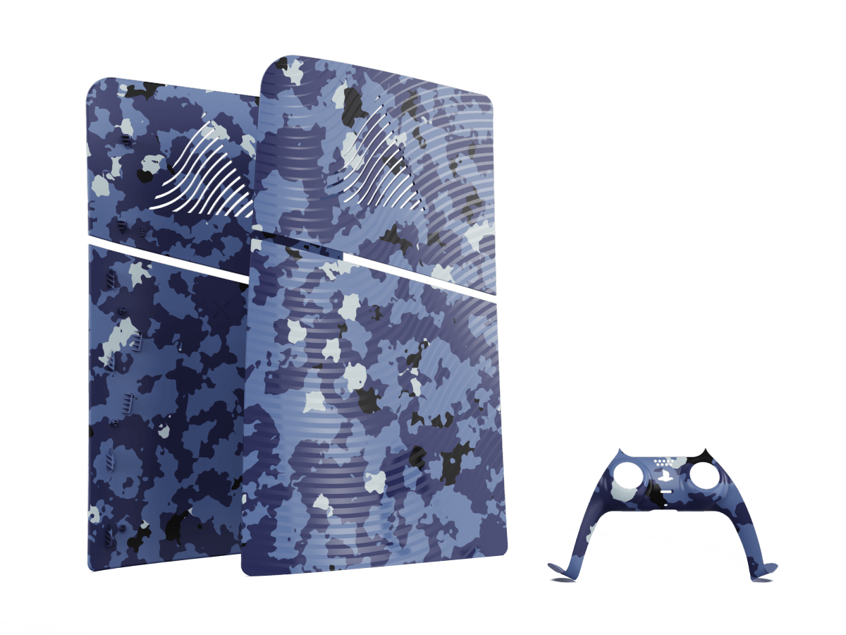 PlayStation 5 SLIM BLUE WAVE CAMO FACEPLATES KIT (Faceplates + Controller Faceplates Camo Blue) - Accessoires - MAXX TECH - Shop Just for Games