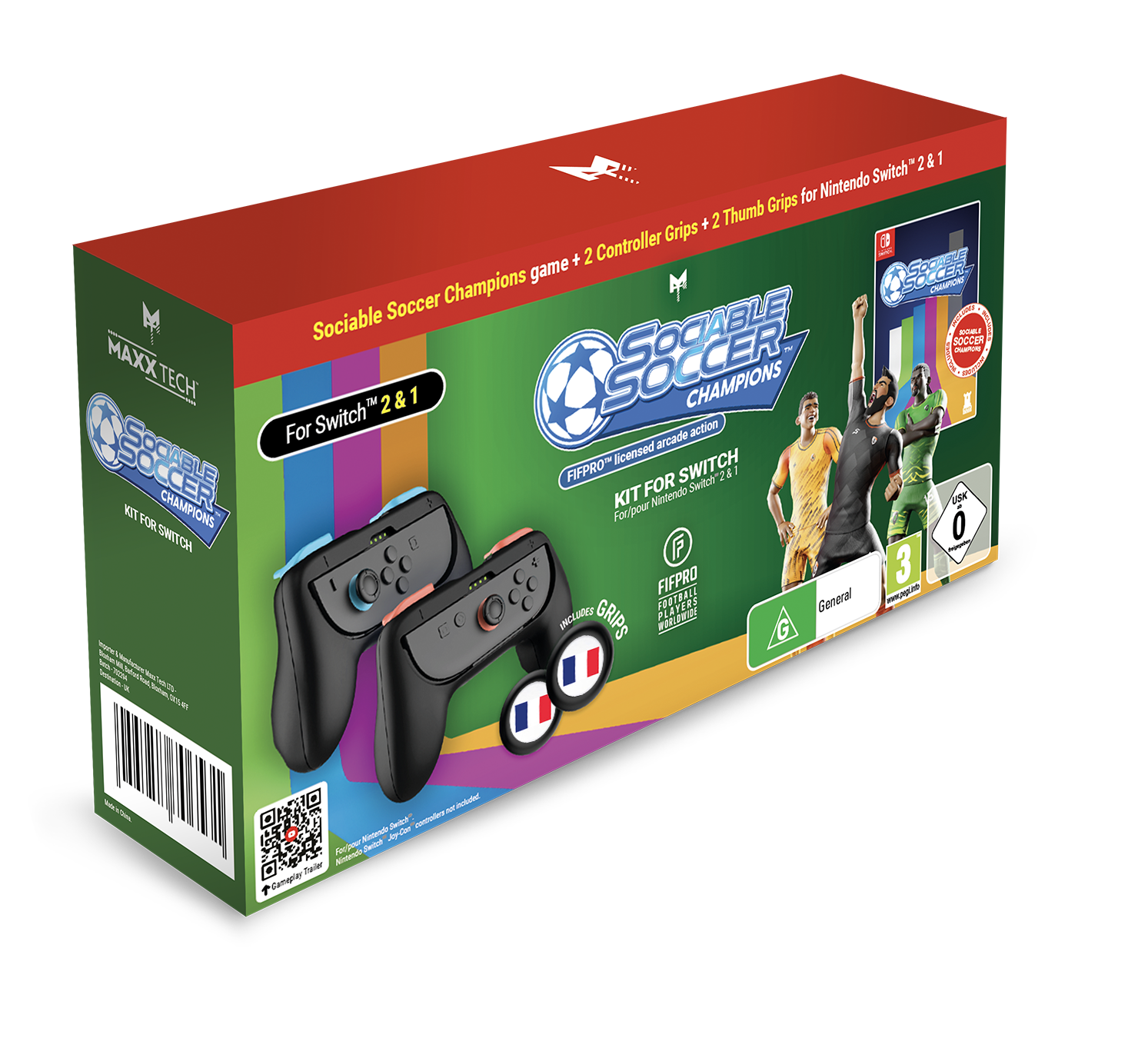 Sociable Soccer Champions Kit pour Switch 1 & 2 Grips Drapeau