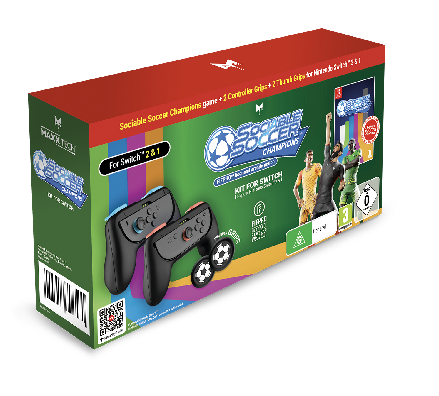 Sociable Soccer Champions Kit pour Switch 1 & 2 Grips Ballon de Foot