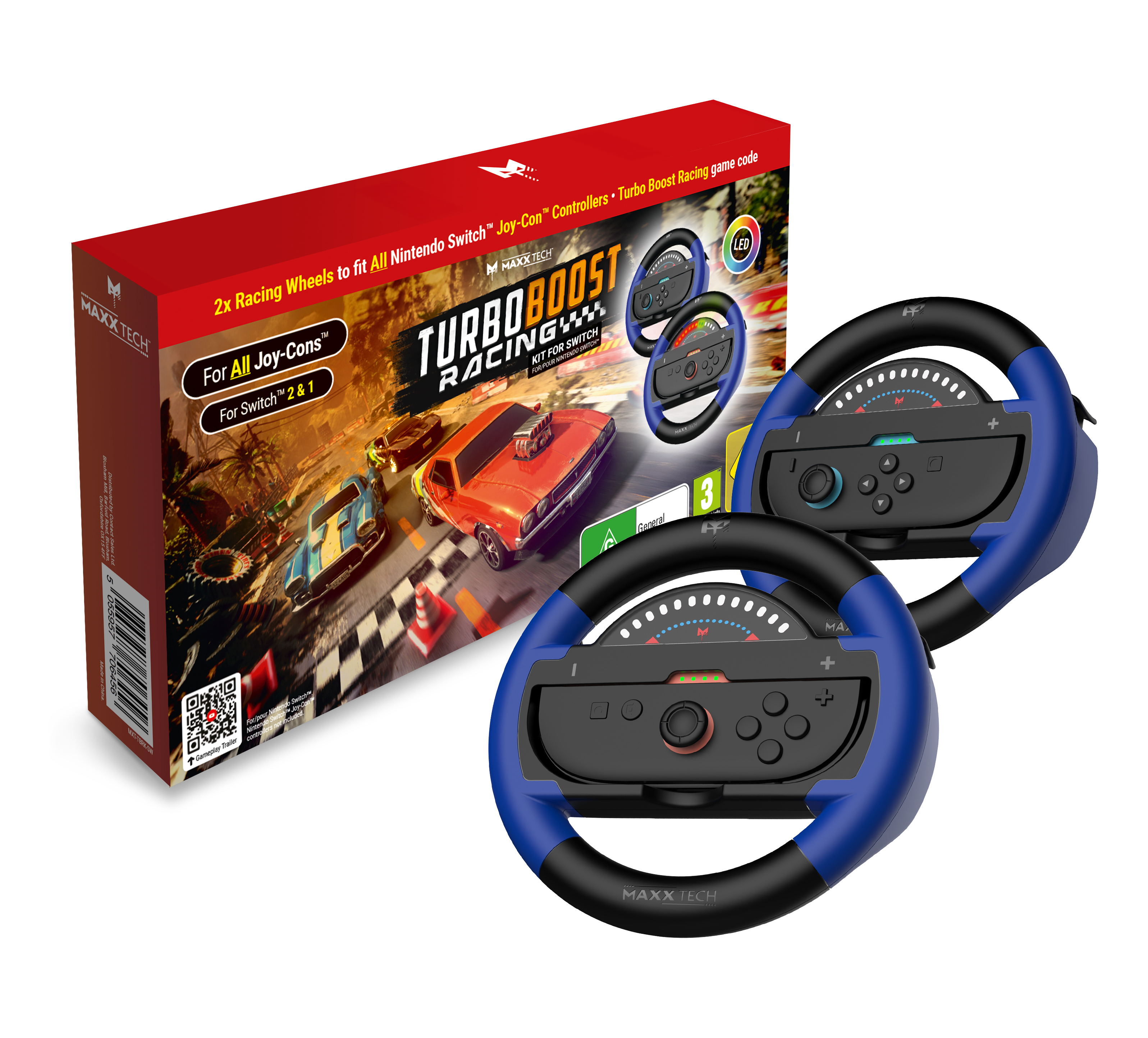 Turbo Booster Racing Kit (volants + jeu) Nintendo Switch (Code de téléchargement)