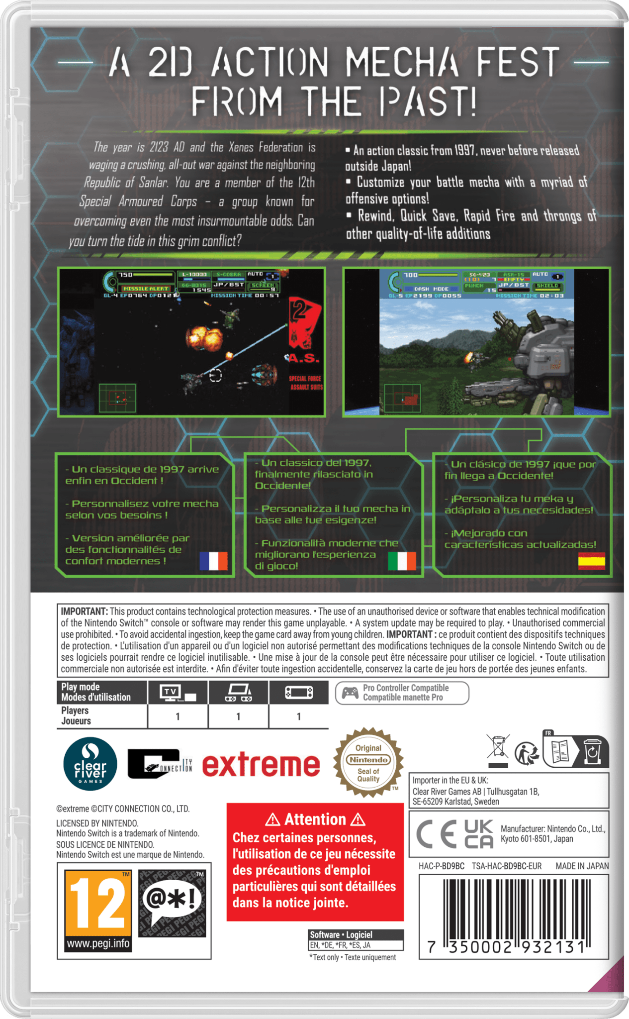 Assault Suit Leynos 2 Saturn Tribute Deluxe Edition SWITCH - Jeux Vidéo Physique - Clear River Games - Shop Just for Games