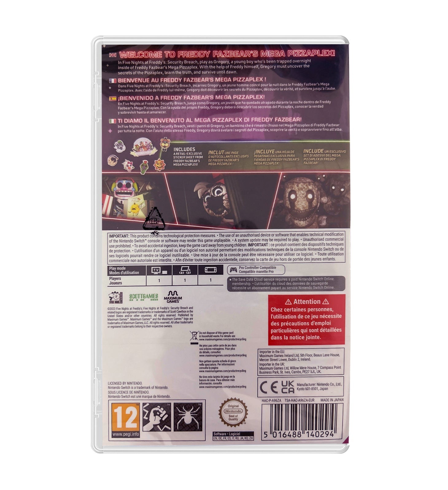 Five Nights at Freddy's Security Breach Nintendo SWITCH - Jeux Vidéo Physique - Maximum Entertainment - Shop Just for Games