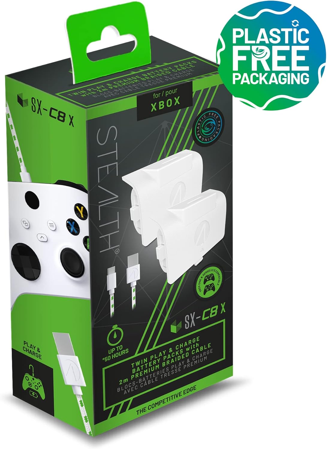 Pack Blocs - Batteries Stealth SX - C8 X Blanc + Charge avec câble tressé Xbox - Câbles et Chargeurs - Stealth - Shop Just for Games