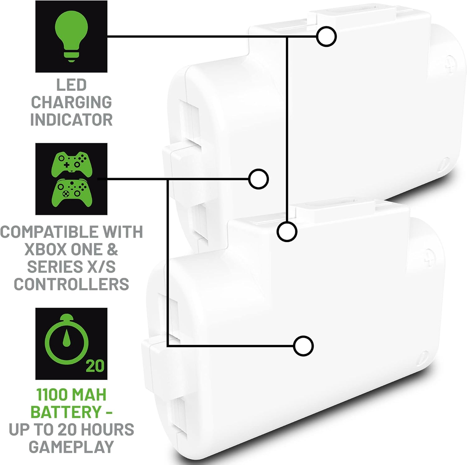 Pack Blocs - Batteries Stealth SX - C8 X Blanc + Charge avec câble tressé Xbox - Câbles et Chargeurs - Stealth - Shop Just for Games