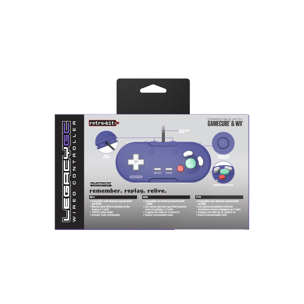 Retrobit - LegacyGC Manette Filaire pour Nintendo Gamecube Indigo Blue - Connexion d'origine - Manettes - retro - bit - Shop Just for Games