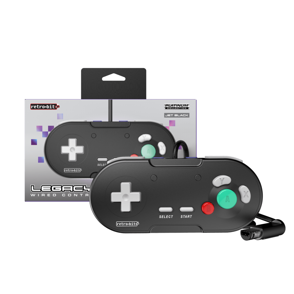 Retrobit - LegacyGC Manette Filaire pour Nintendo Gamecube Jet Black - Connexion d'origine - Manettes - retro - bit - Shop Just for Games