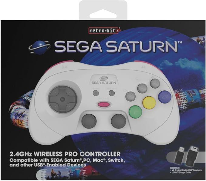 RetroBit Sega Saturn 2.4Ghz Pro White - Manettes - retro - bit - Shop Just for Games