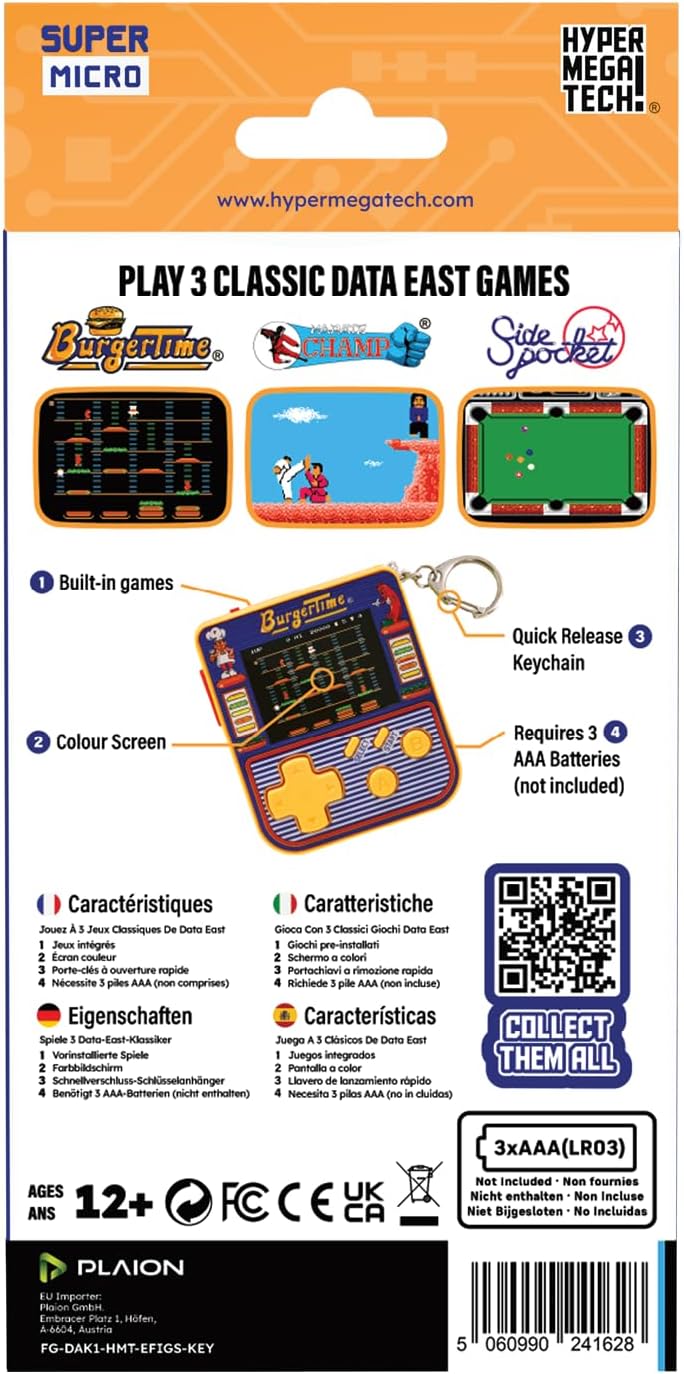 Super Micro Data East Burger Time Porte Clefs Gamer - Console portable - Evercade - Shop Just for Games