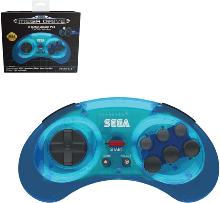 Retrobit - Sega Mega Drive Manette 8 boutons bleue sans fil 2.4Ghz - Dongle USB/Port d'Origine