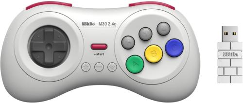 8bitdo Manette sans fils 8 boutons, couleur Blanche/White compatible sur Switch, Sega Genesis mini & Mega Drive mini