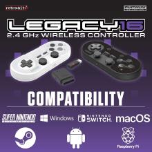 Retro-Bit Legacy 16 Black sans fil & USB