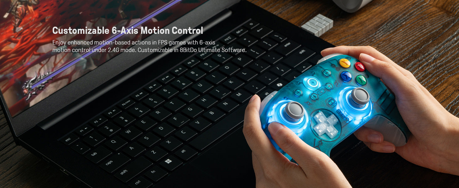 8BitDo Ultimate 2 manette sans fil Clear Blue Edition - PC Windows, Apple, Steam et Android