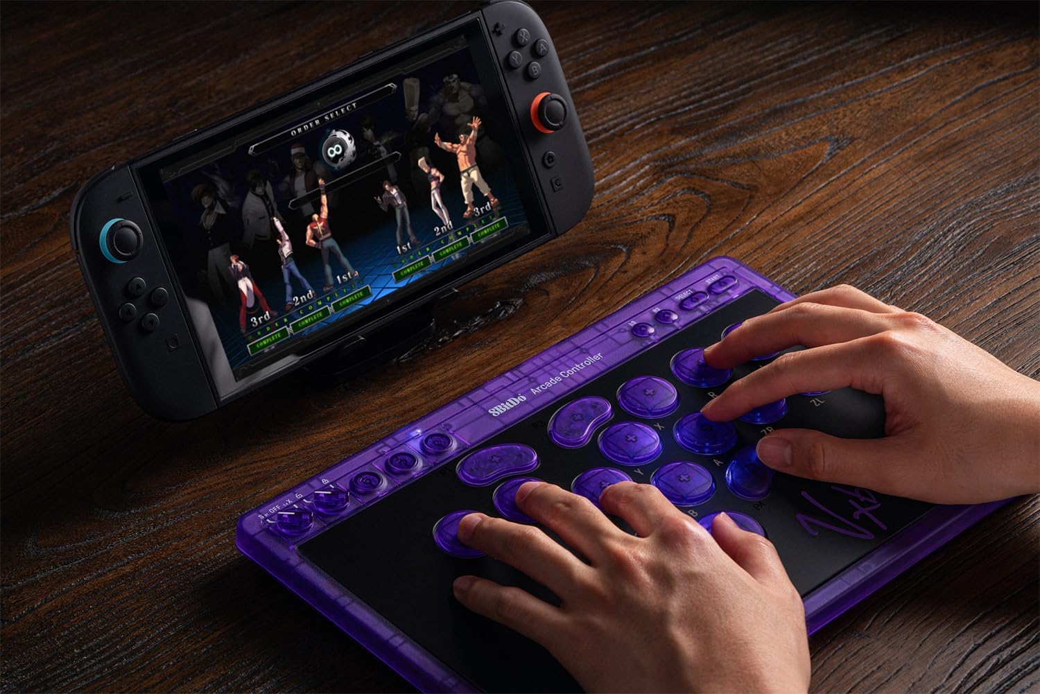 8Bitdo Arcade Controller Purple Edition Bluetooth/2.4G/USB compatible Switch 1 et 2, Windows