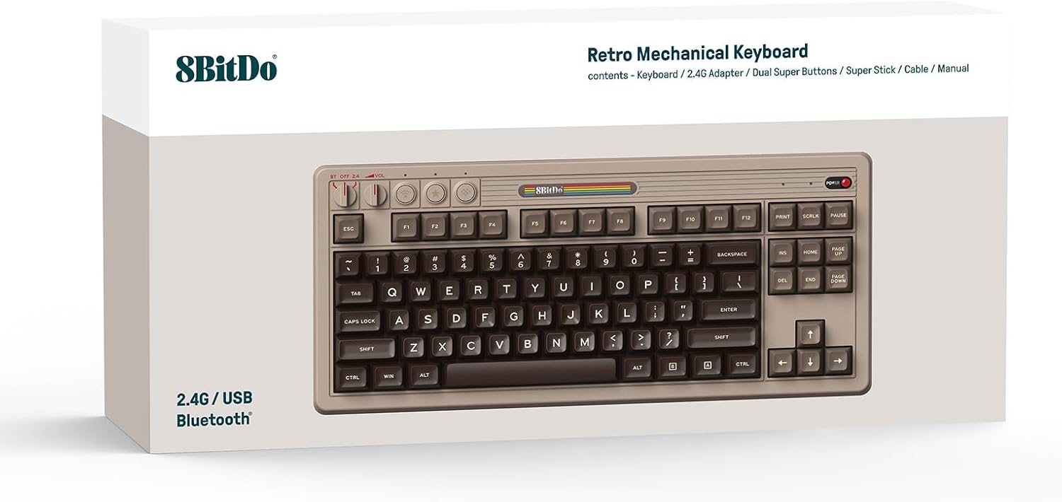 8BitDo Retro Mechanical Keyboard C64 Edition (87 Key Qwerty Keyboard