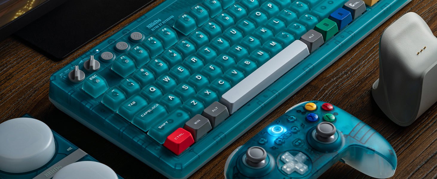 8BitDo Retro Mechanical Keyboard Clear Blue Edition (Clavier Qwerty 87 touches - DISPOSITION ANSI / ANSI LAYOUT) - Manettes - 8Bitdo - Shop Just for Games