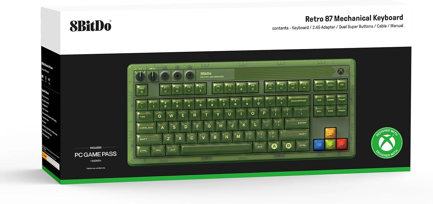 8BitDo Retro Mechanical Keyboard Xbox Edition (Clavier Qwerty 87 touches - DISPOSITION ANSI / ANSI LAYOUT)