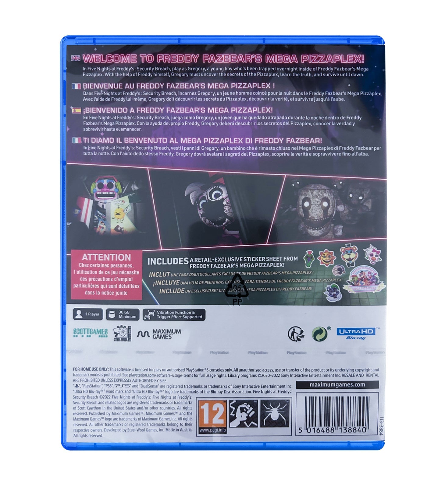 Five Nights at Freddy's Security Breach PS5 - Jeux Vidéo Physique - Maximum Entertainment - Shop Just for Games