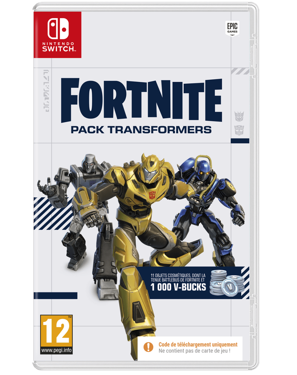 Fortnite Pack Transformers Nintendo SWITCH - 1000 V - Bucks inclus ! - Jeux Vidéo Code de Téléchargement - Epic Games - Shop Just for Games