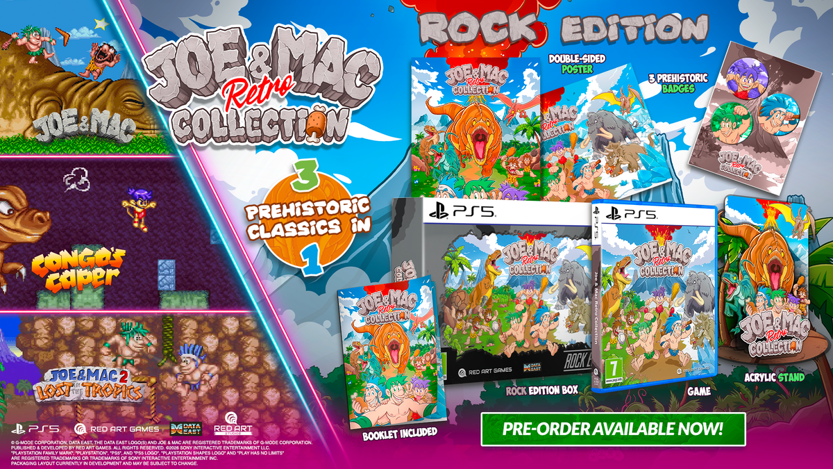 Joe & Mac Retro Collection Rock Edition PS5 - Jeux Vidéo Physique - Red Art Games - Shop Just for Games