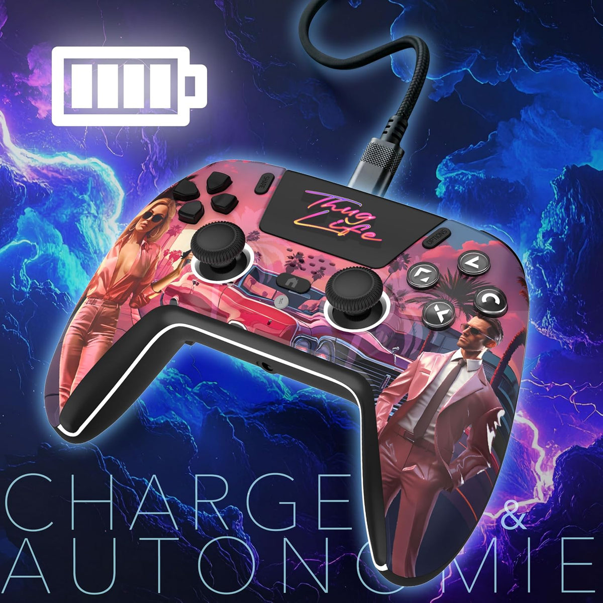 Manette Bluetooth pour PS5 LED - Thug Life - Manettes - Freaks and Geeks - Shop Just for Games