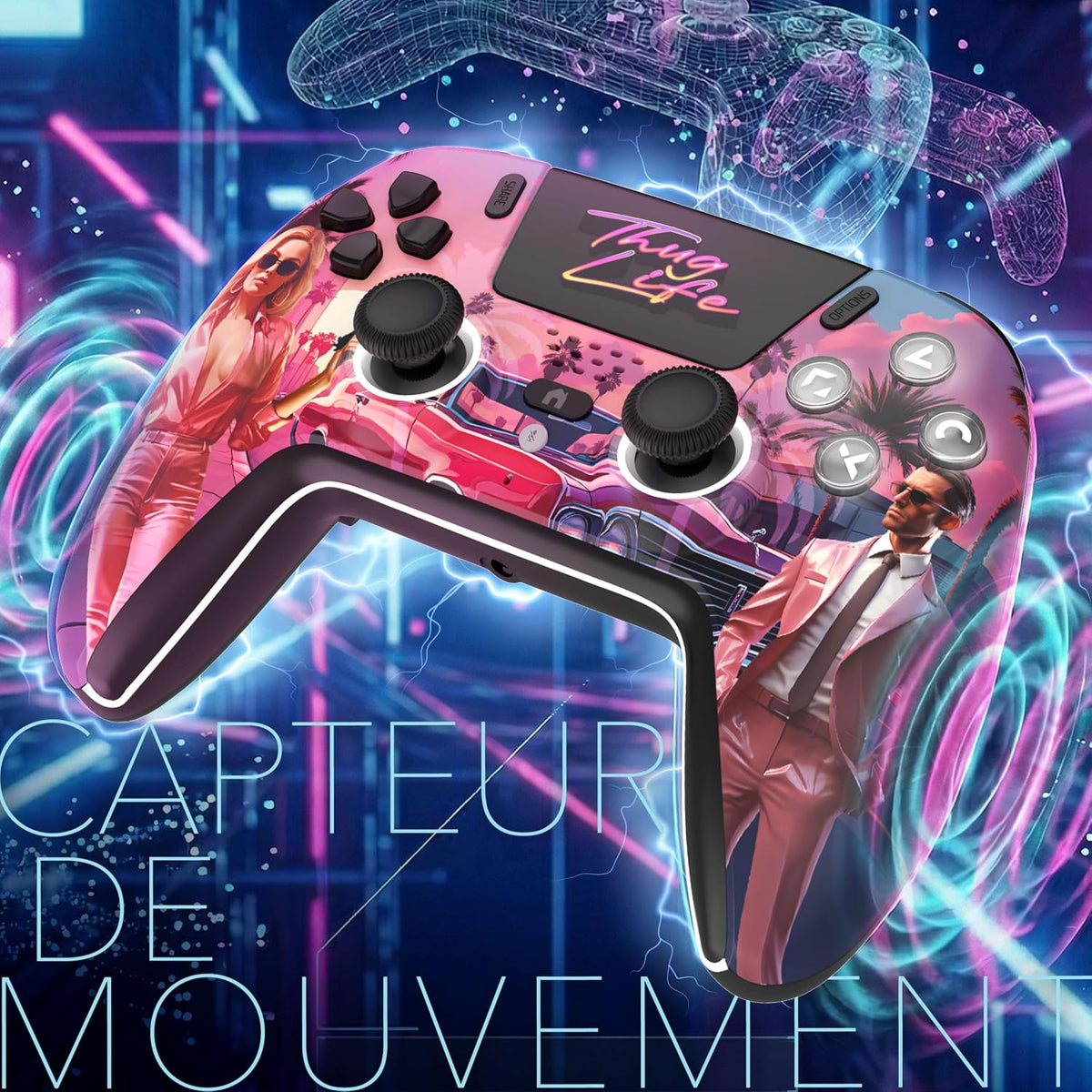 Manette Bluetooth pour PS5 LED - Thug Life - Manettes - Freaks and Geeks - Shop Just for Games