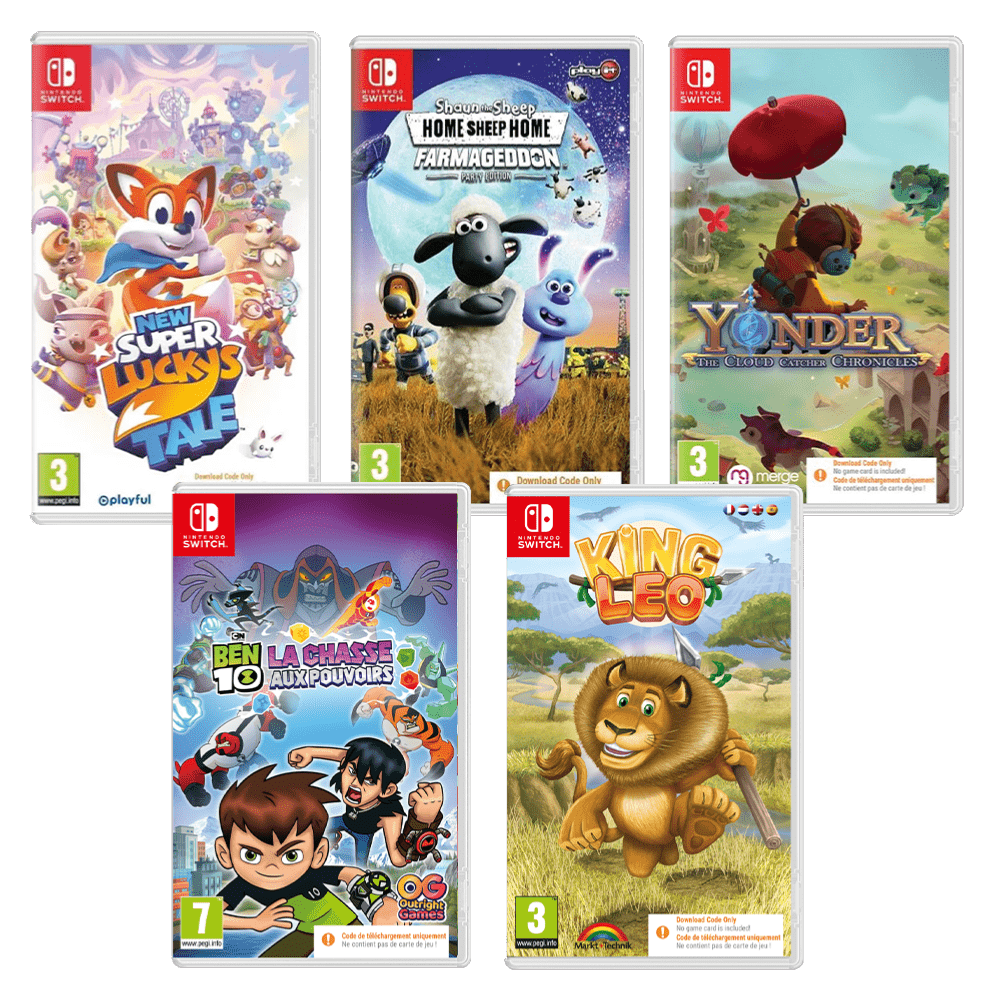 Pack 5 jeux de plateforme Nintendo Switch (Code in a Box) - Jeux Vidéo Code de Téléchargement - Just For Games - Shop Just for Games