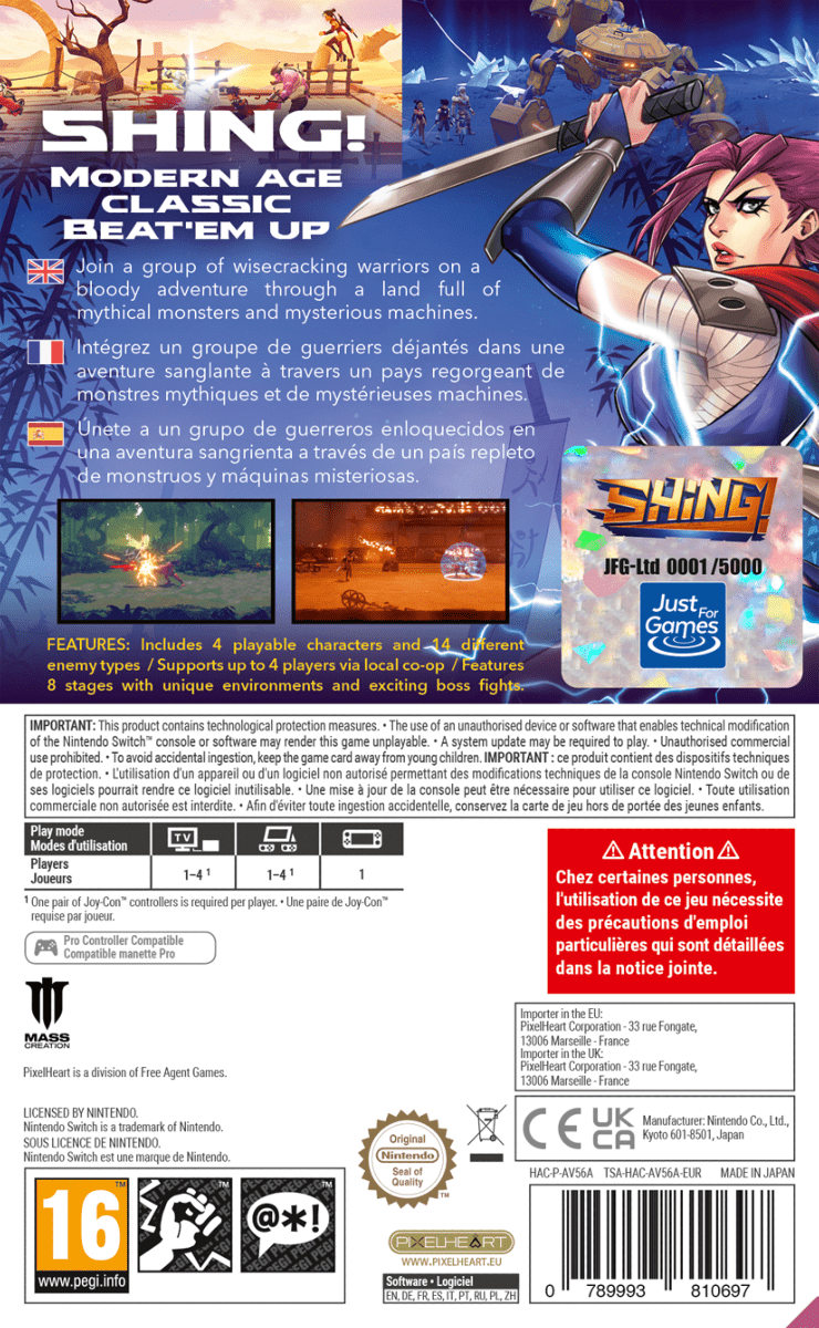 SHING! Nintendo Switch Just Limited - Jeux Vidéo Physique - PixelHeart - Shop Just for Games