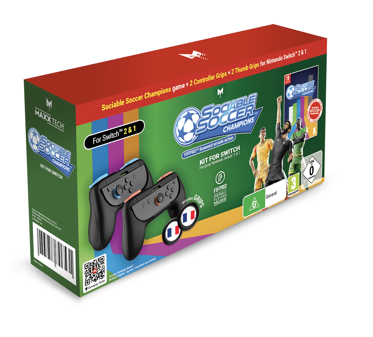 Sociable Soccer Champions Kit pour Switch 1 & 2 Grips Drapeau - Jeux Vidéo Physique - MAXX TECH - Shop Just for Games