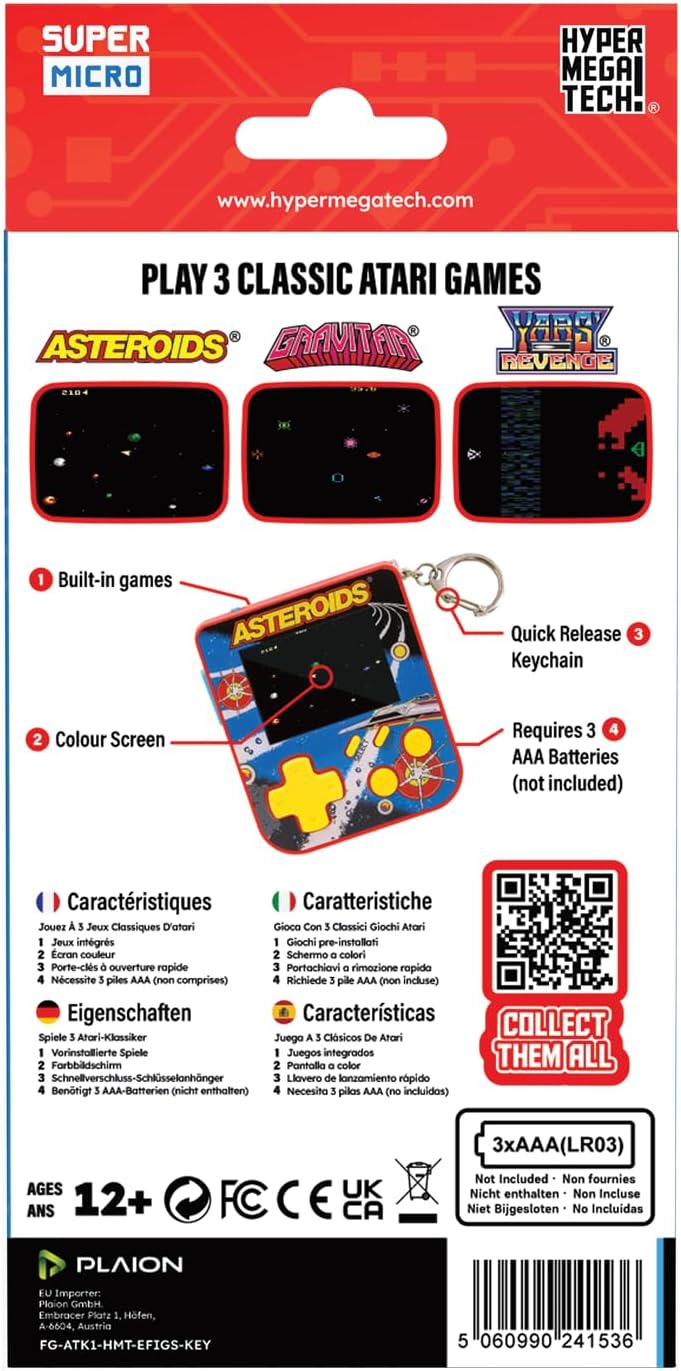 Super Micro Atari Asteroids Gamer Keychain