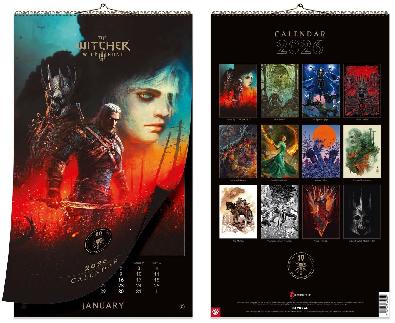 The Witcher 3 Wild Hunt 10th Anniversary Calendar 2026 The Witcher 3 Wild Hunt 10th Anniversary Calendrier 2026 Cenega 3362149 