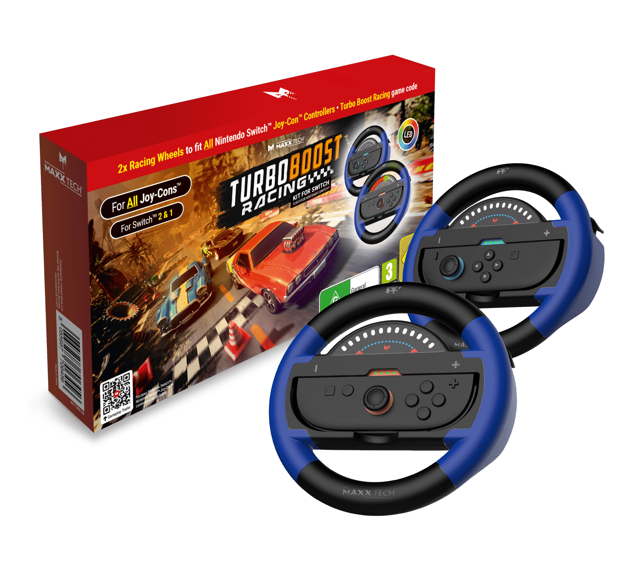 Turbo Booster Racing Kit (volants + jeu) Nintendo Switch (Code de téléchargement) - Jeux Vidéo Code de Téléchargement - MAXX TECH - Shop Just for Games